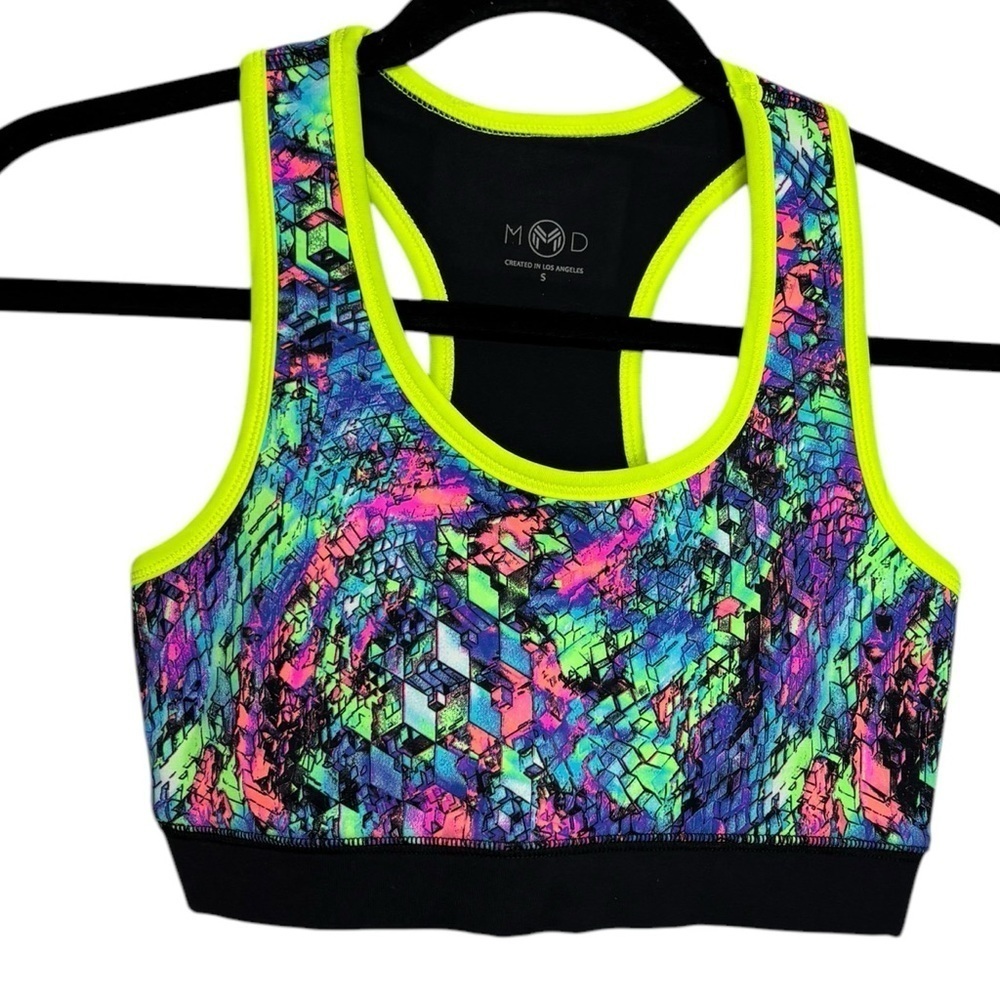 MOD Thread Neon Abstract So Fly Sports Bra Size Small
